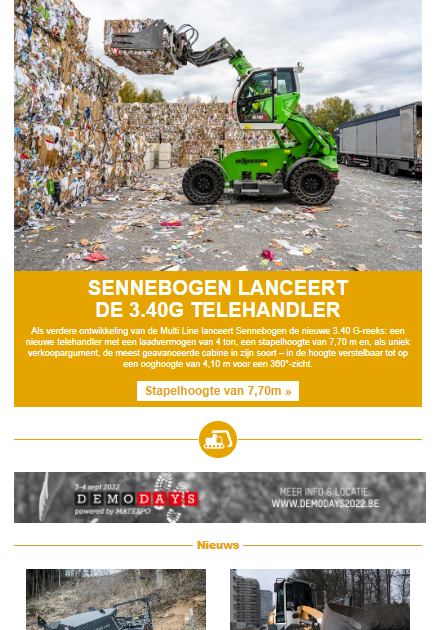 Terra newsletter - Sign up for the latest news for earthmoving, recycling and yard transport in Belgium